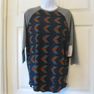 LuLaRoe Randy Top Medium NWT Blue Green Tribal Aztec Print Stretch